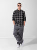 Men's Black Slim Fit Checked Casual Shirt