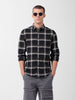 Men's Black Slim Fit Checked Casual Shirt