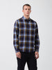 Men's Navy Blue Slim Fit Checked Casual Shirt