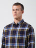 Men's Navy Blue Slim Fit Checked Casual Shirt