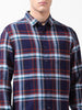 Men's Navy Blue Slim Fit Checked Casual Shirt
