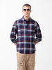 Men's Navy Blue Slim Fit Checked Casual Shirt