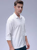 Men's White Relaxed Fit Textured Resortwear Shirt