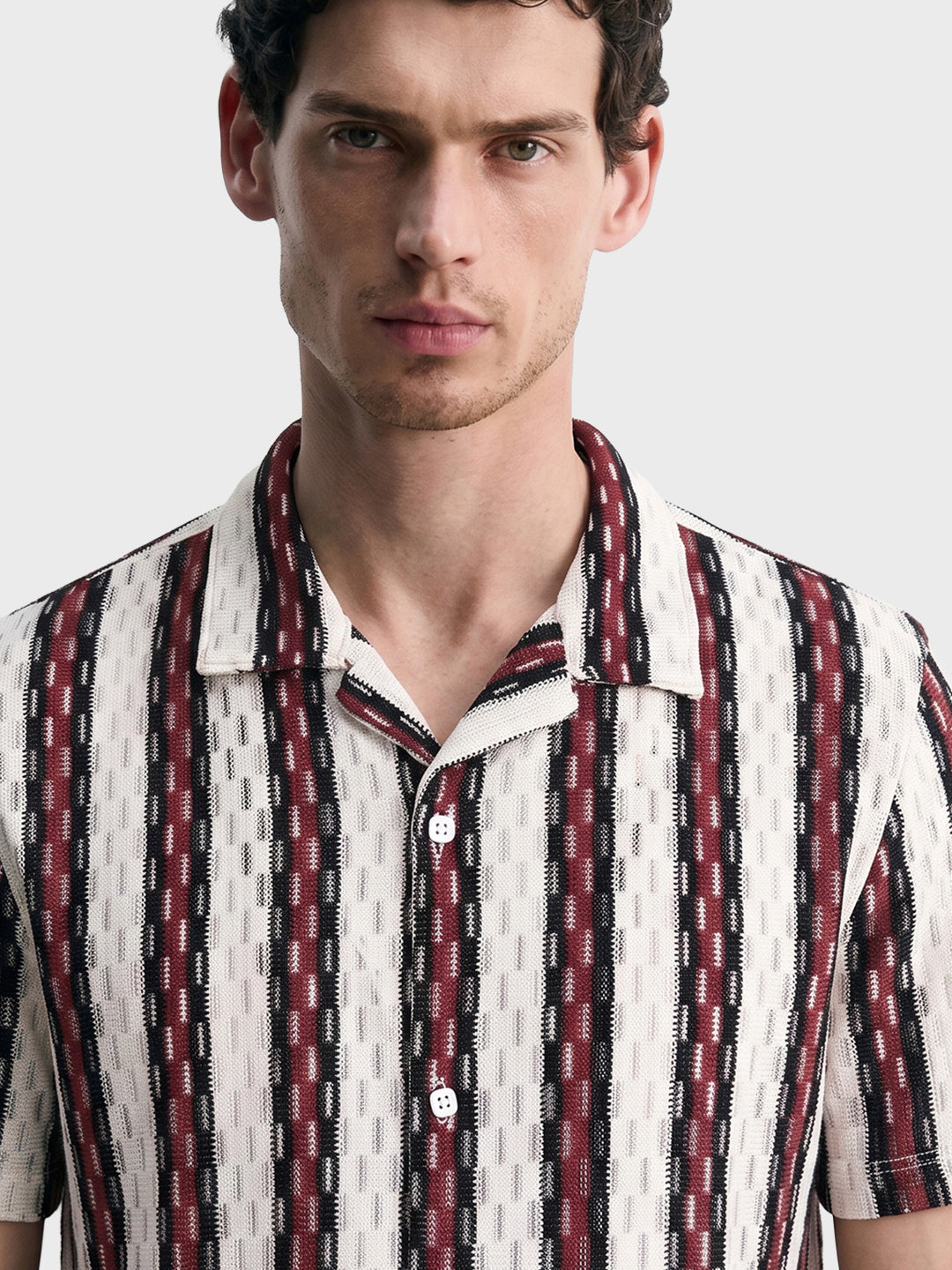 Men's White Relaxed Fit Striped Casual Shirt