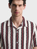 Men's White Relaxed Fit Striped Casual Shirt