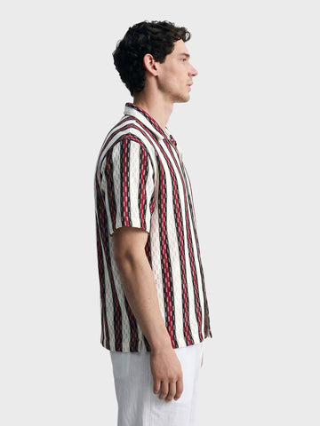 Men's White Relaxed Fit Striped Casual Shirt