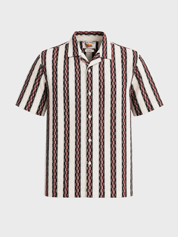 Men's White Relaxed Fit Striped Casual Shirt