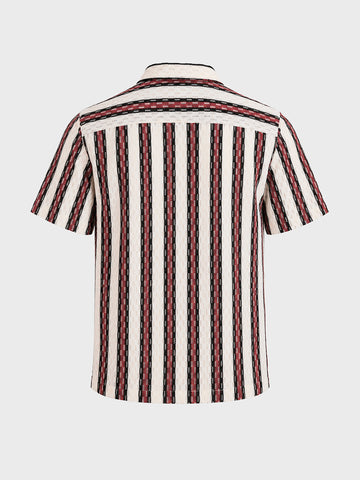 Men's White Relaxed Fit Striped Casual Shirt