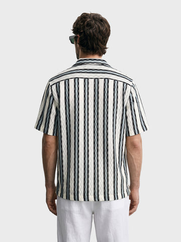 Men's White Relaxed Fit Striped Casual Shirt