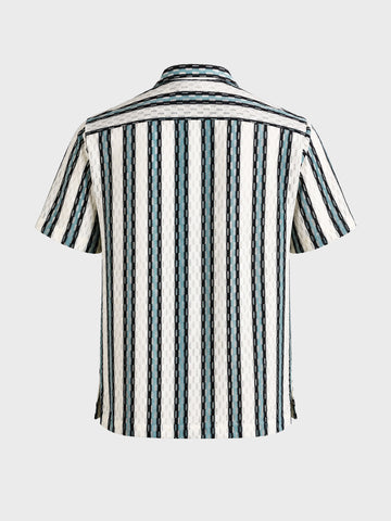 Men's White Relaxed Fit Striped Casual Shirt