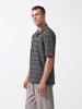 Men's Black Relaxed Fit Textured Textured Shirt