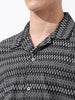 Men's Black Relaxed Fit Textured Textured Shirt
