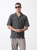 Men's Black Relaxed Fit Textured Textured Shirt