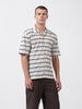Men's Beige Relaxed Fit Textured Textured Shirt