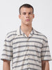 Men's Beige Relaxed Fit Textured Textured Shirt