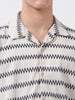 Men's Beige Relaxed Fit Textured Textured Shirt