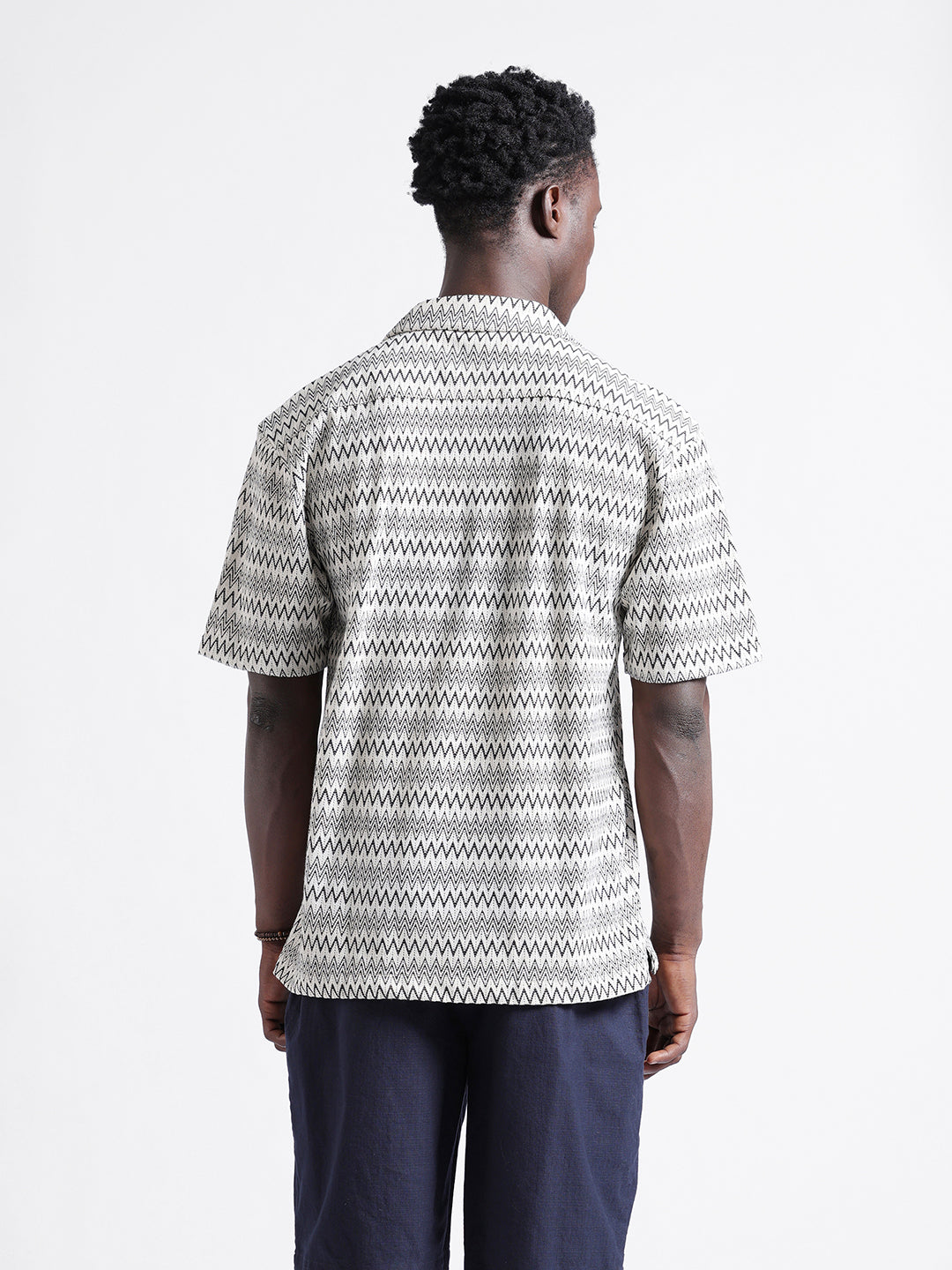 Men's Beige Relaxed Fit Textured Textured Shirt