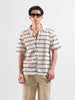 Men's Brown Relaxed Fit Textured Textured Shirt