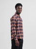Men's Navy Blue Relaxed Fit Checked Textured Shirt