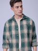 Men's Green Relaxed Fit Checked Casual Shirt
