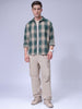 Men's Green Relaxed Fit Checked Casual Shirt