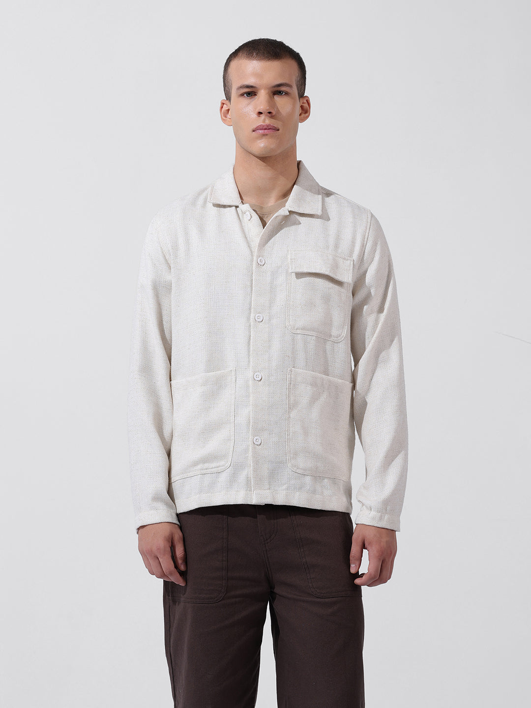 Men's Multicolor Regular Fit Textured Textured Shirt