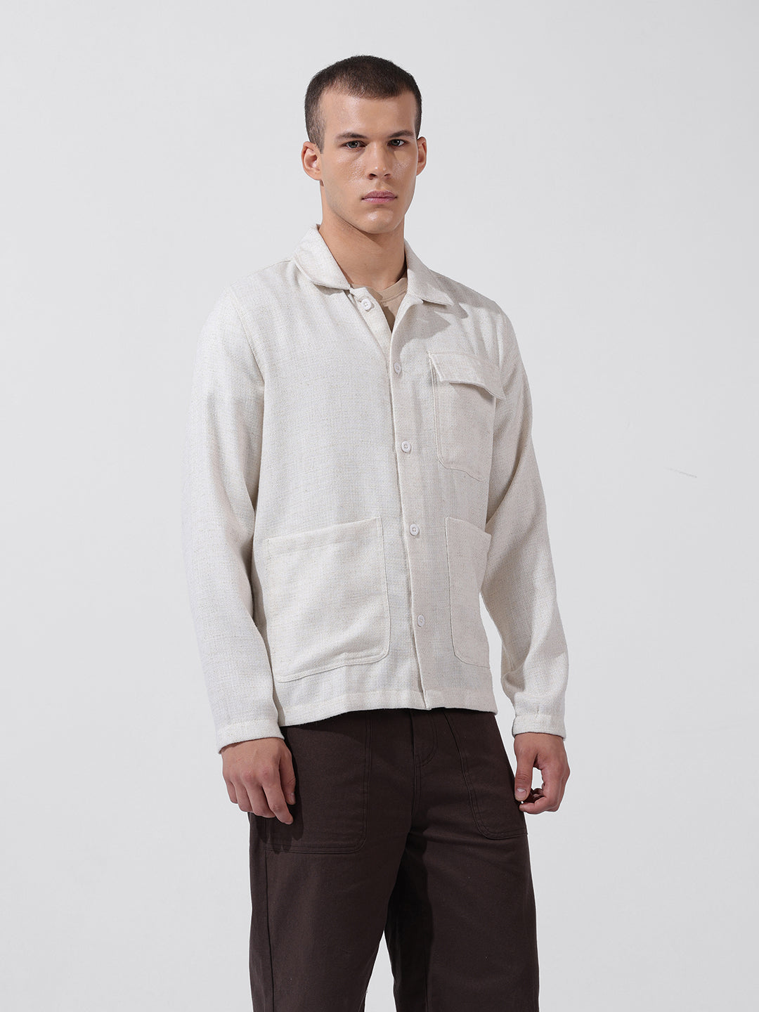 Men's Multicolor Regular Fit Textured Textured Shirt