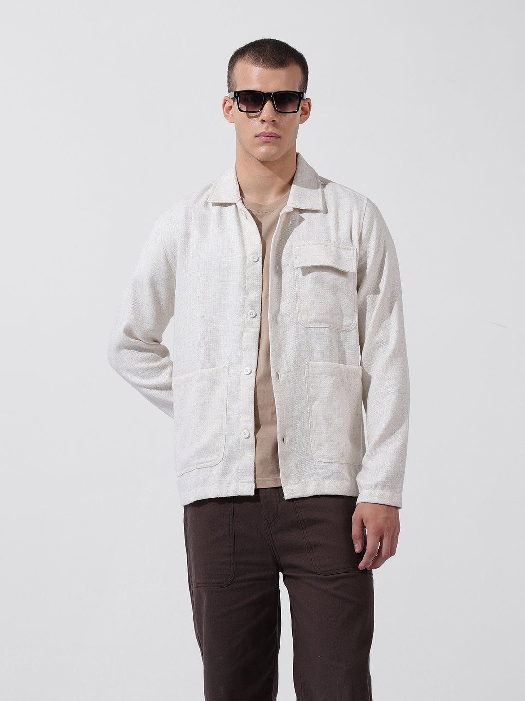 Men's Multicolor Regular Fit Textured Textured Shirt