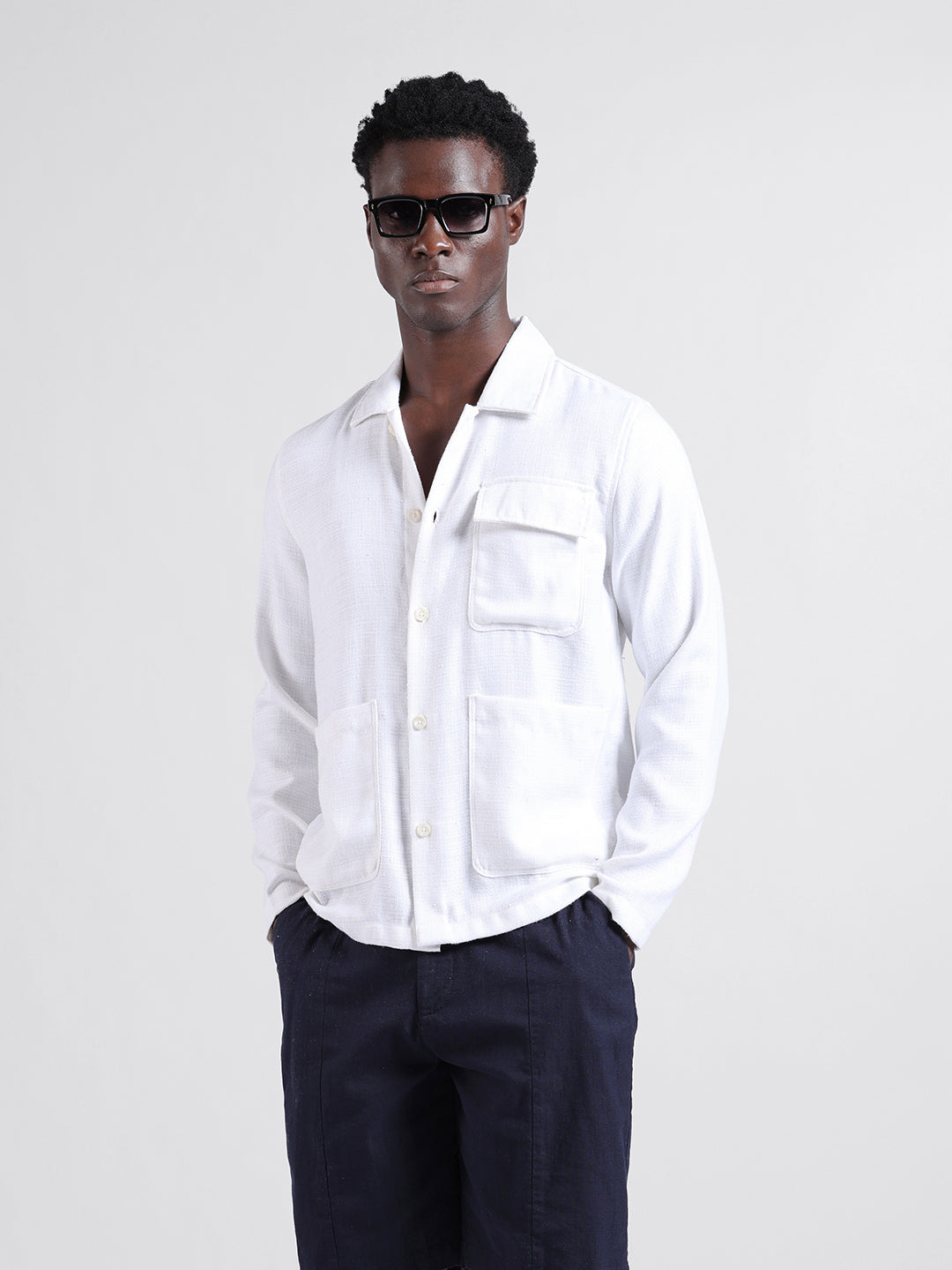 Men's Multicolor Regular Fit Textured Textured Shirt