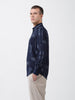 Men's Navy Blue Slim Fit Printed Party Wear Shirt