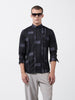 Men's Black Slim Fit Printed Party Wear Shirt