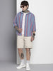 Men's Blue Relaxed Fit Striped Textured Shirt