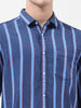 Men's Blue Slim Fit Striped Striped Shirt