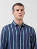 Men's Blue Slim Fit Striped Striped Shirt