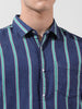 Men's Blue Slim Fit Striped Striped Shirt