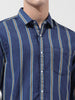 Men's Blue Slim Fit Striped Striped Shirt