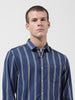Men's Blue Slim Fit Striped Striped Shirt