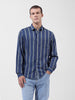 Men's Blue Slim Fit Striped Striped Shirt
