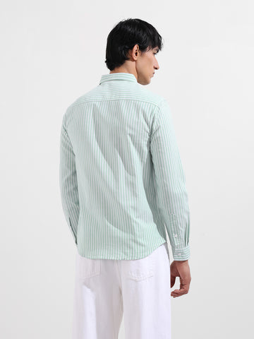 Men's Green Slim Fit Striped Striped Shirt