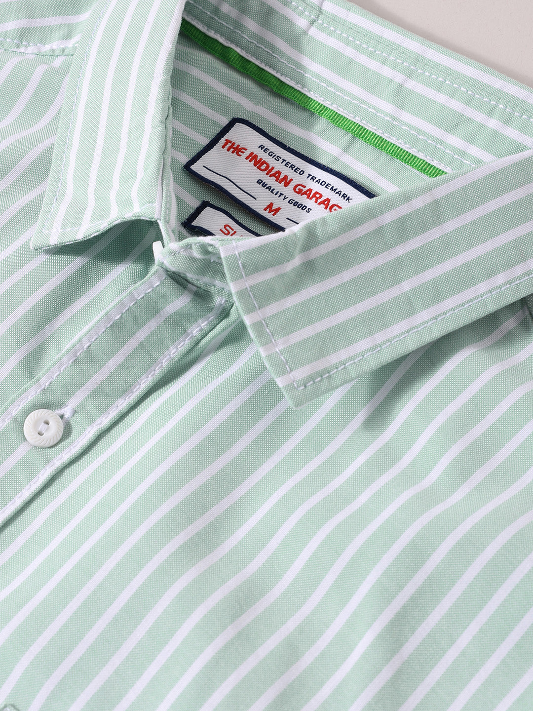 Men's Green Slim Fit Striped Striped Shirt
