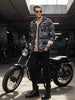 Men's Black Regular Fit Printed Winter Shirt