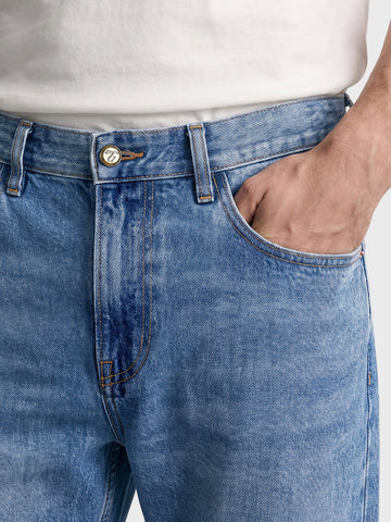 Men's Blue Straight Fit Solid Casual Jeans