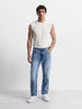 Men's Blue Straight Fit Solid Casual Jeans