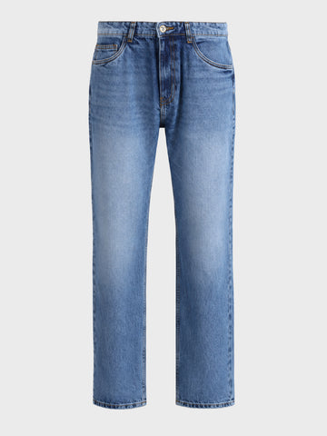Men's Blue Straight Fit Solid Casual Jeans