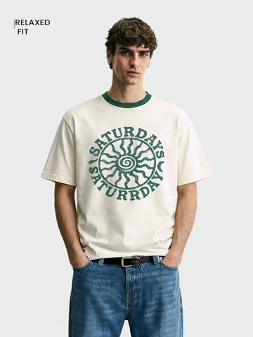 Men's White Regular Fit Printed Casual T-Shirt