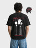 Men's Black Relaxed Fit Embroidered Casual T-Shirt