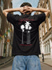 Men's Black Relaxed Fit Embroidered Casual T-Shirt