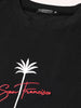 Men's Black Relaxed Fit Embroidered Casual T-Shirt