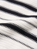 Men's White Slim Fit Striped Flat Knit Johnny Collar Polo T-Shirt