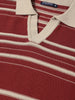 Men's Rust Slim Fit Striped Flat Knit Johnny Collar T-Shirt